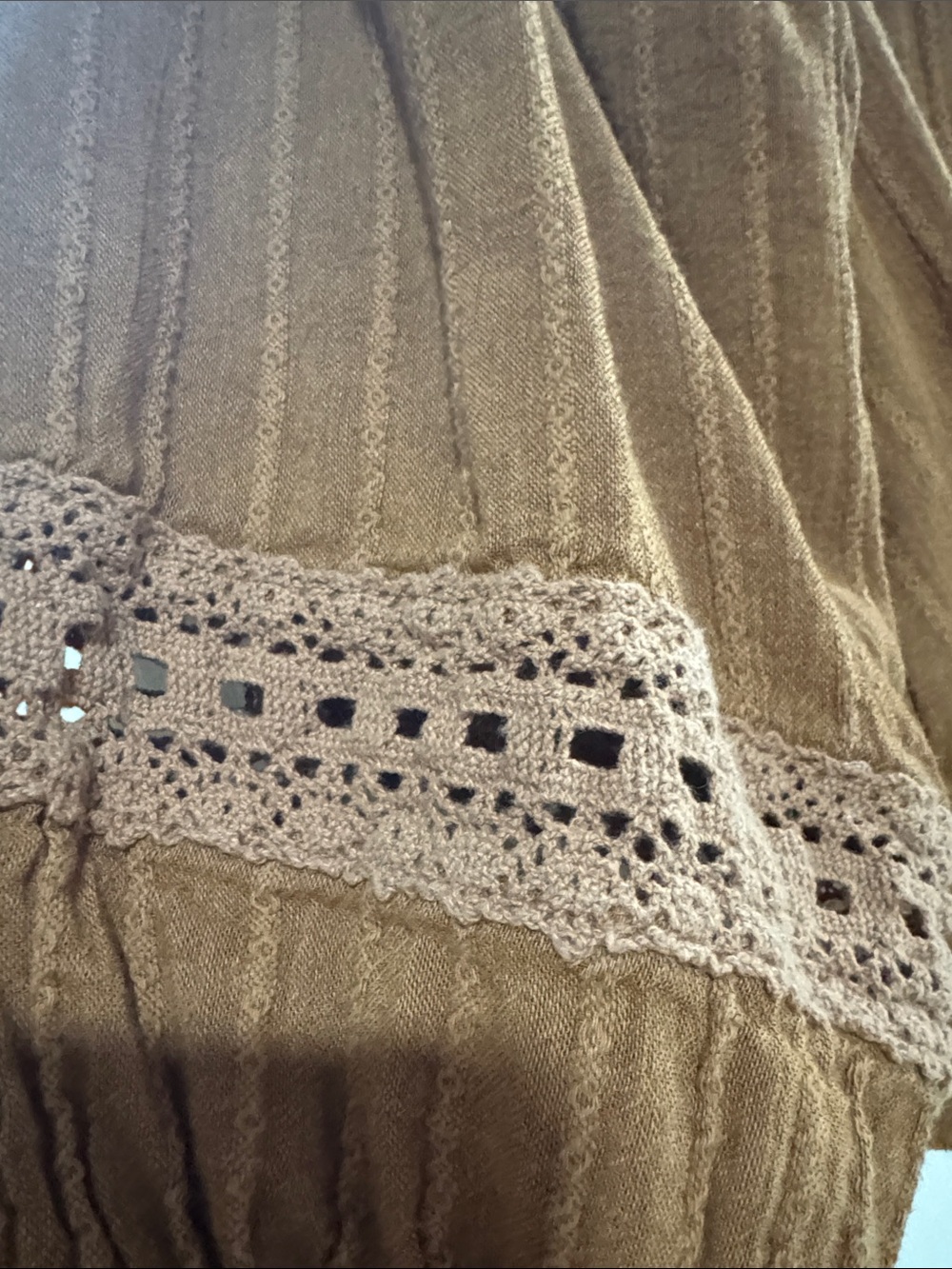 American Eagle Outfitters Brown Eyelet Lace-Up Peasant Top - Picture 4 of 8